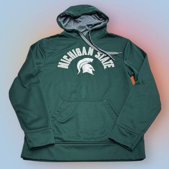 Michigan State Spartans Men’s Small Green Performance Hoodie - Picture 2 of 3